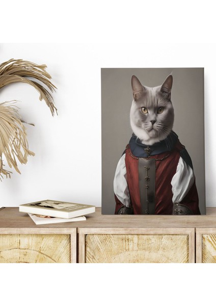 Ortaçağ Kedi Temalı No:10 Retro Vintage 18X27 Mdf Ahşap Poster Tablo