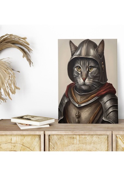 Ortaçağ Kedi Temalı No:3 Retro Vintage 18X27 Mdf Ahşap Poster Tablo