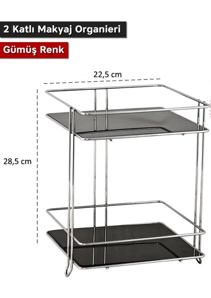 Çift Katlı Metal Kare Organizer, Şık ve Kullanışlı Depolama Çözümü