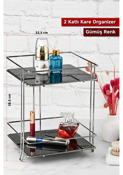Çift Katlı Metal Kare Organizer, Şık ve Kullanışlı Depolama Çözümü fiyatları