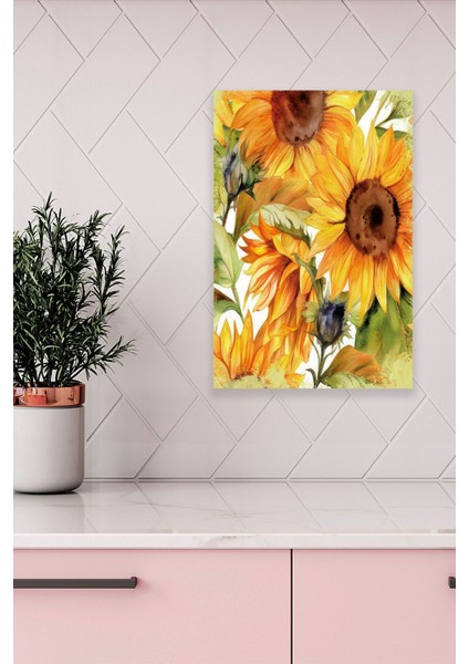 Ayçiçekleri Temalı No:5 Retro Vintage 18X27 Mdf Ahşap Poster Tablo