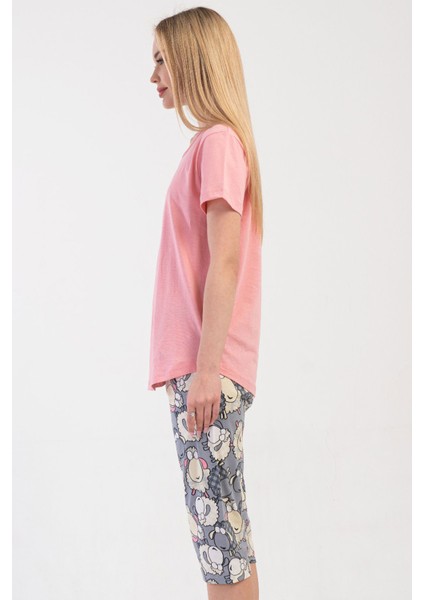 Pamuklu Kadın Kısa Kol Kaprili Pijama Takım , 410098 fiyatları