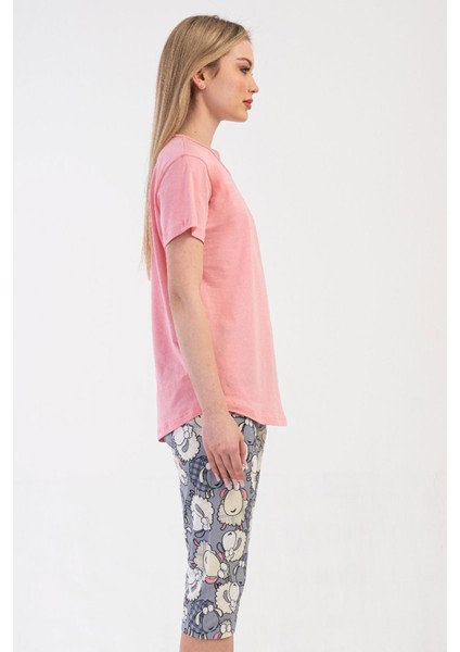 Pamuklu Kadın Kısa Kol Kaprili Pijama Takım , 410098 modelleri