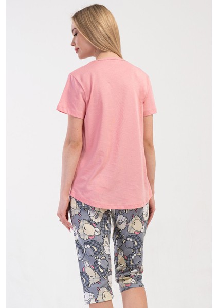 Pamuklu Kadın Kısa Kol Kaprili Pijama Takım , 410098 fırsatları