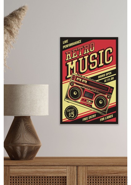 Retro Seksenler Müzik Ev Dekorasyon Wall Art No:2 18X27 Mdf Ahşap Poster Tablo