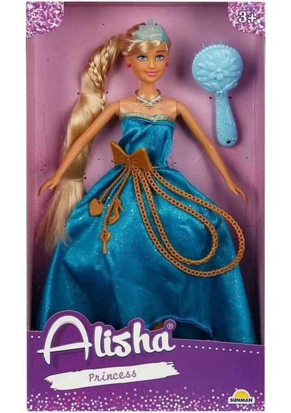 0835 Sun-Rst-Sıs-Mnk Alisha Prenses Uzun Saçlı Aksesuarlı Bebek Set 29 cm 3renk -Sunman fiyatları