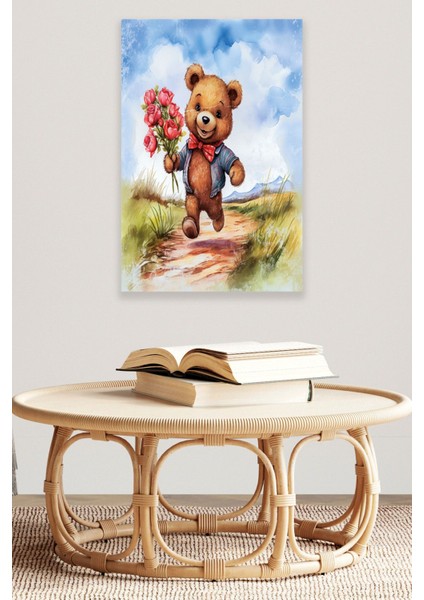 Sevimli Ayıcık Temalı No:2 Retro Vintage 18X27 Mdf Ahşap Poster Tablo