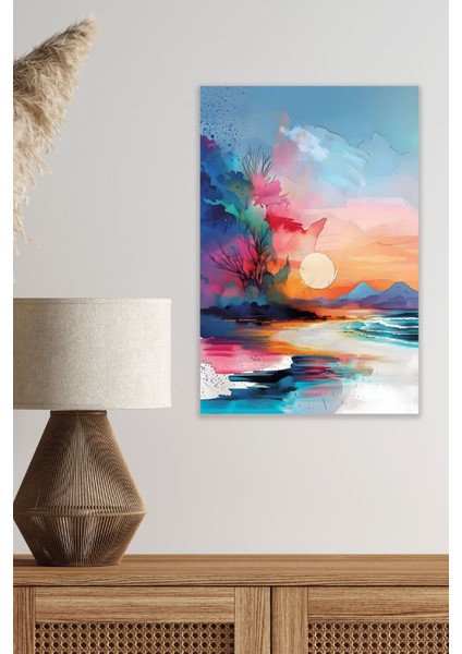 Yağlı Boya Görünümlü Retro Manzara Temalı No:9 18X27 Mdf Ahşap Poster Tablo