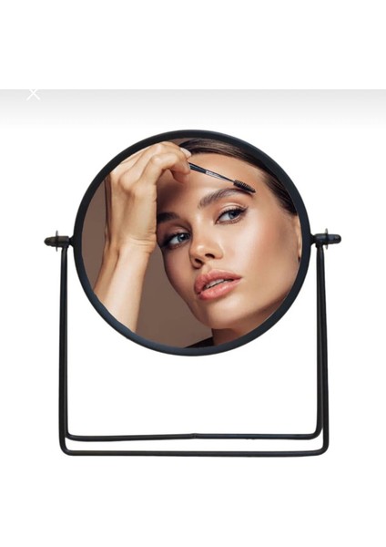 Şık Siyah Metal Yuvarlak Makyaj Aynası
