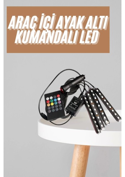 12'li Şerit LED Işık Rgb Sese ve Müziğe Duyarlı Araç Içi Ayak Altı