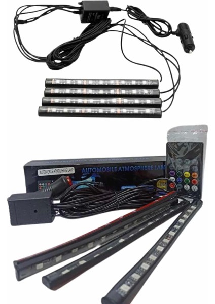 12'li Şerit LED Işık Rgb Sese ve Müziğe Duyarlı Araç Içi Ayak Altı