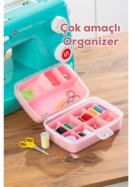 12 Bölmeli Çok Amaçlı Organizer, Takı, Makyaj ve Saklama Kutusu, Pembe