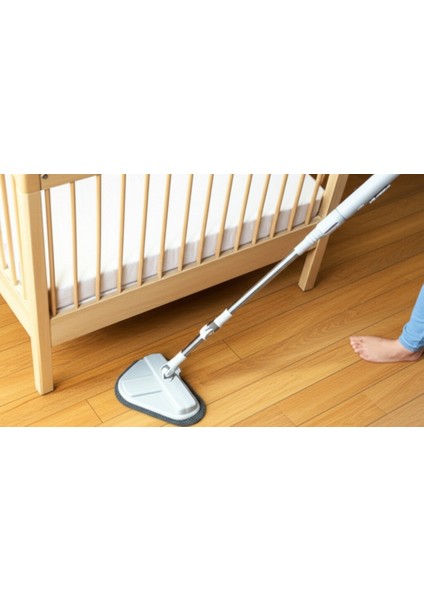 Ayarlanabilir Temizlik Paspası Seti 360° Dönebilen Başlık Paslanmaz Çelik Gövde Ahşap &Sert Zeminler