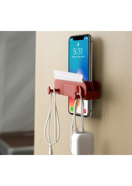 Duvar Tipi Telefon Şarj Standı Kendinden Yapışkanlı, Kompakt Şarj Istasyonu | Kablo Organizer & Şarj