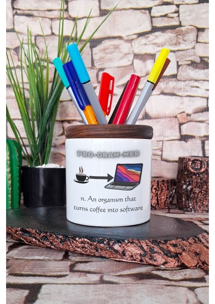 Bilgisayar Programcısı Yazılımcı Mühendis Sözlük Eğlenceli Baskılı Seramik Kalemlik