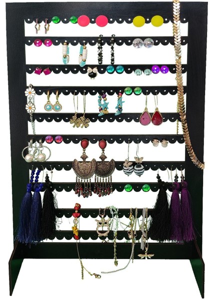 Beyaz Ahşap Takı Askısı, Dekoratif ve Şık Küpe Standı, 3 mm Mdf Malzeme