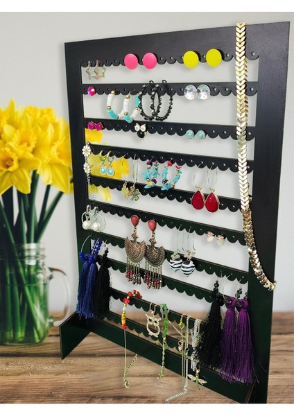 Beyaz Ahşap Takı Askısı, Dekoratif ve Şık Küpe Standı, 3 mm Mdf Malzeme fırsatları