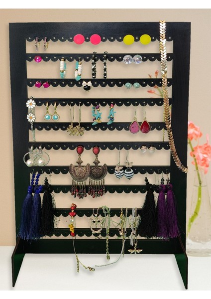 Beyaz Ahşap Takı Askısı, Dekoratif ve Şık Küpe Standı, 3 mm Mdf Malzeme