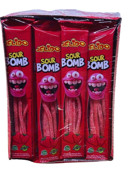 Sour Bomb Jelibon Çilek Aromalı Yumuşak Şeker 24 Adet