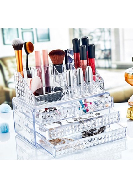 Şeffaf 4’lü Makyaj ve Kozmetik Çekmeceli Düzenleyici Organizer, Pratik ve Şık Kullanım