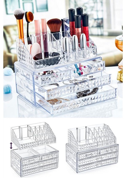 Şeffaf 4’lü Makyaj ve Kozmetik Çekmeceli Düzenleyici Organizer, Pratik ve Şık Kullanım fiyatları