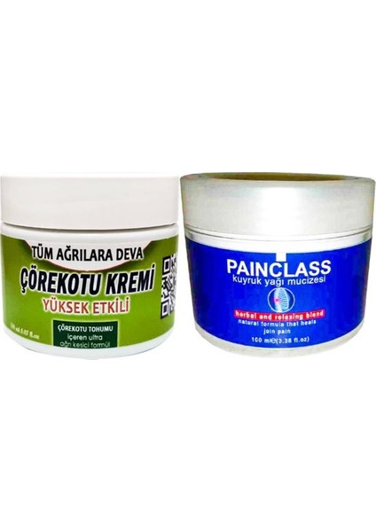 Çörek Otu Kremi Orta Boy 100 ml Krem + Painclass Kuıyruk Yağı Kremi 100 ml / Sırt Bel Kas Diz Dirsek Iskelet Agrilarina Masaj Seti