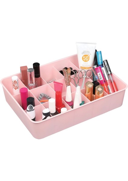 15 Bölmeli Pembe Dolap Içi Düzenleyici Plastik Saklama Kutusu modelleri