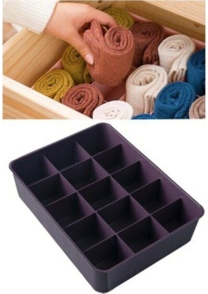 15 Bölmeli Pembe Dolap Içi Düzenleyici Plastik Saklama Kutusu fırsatları