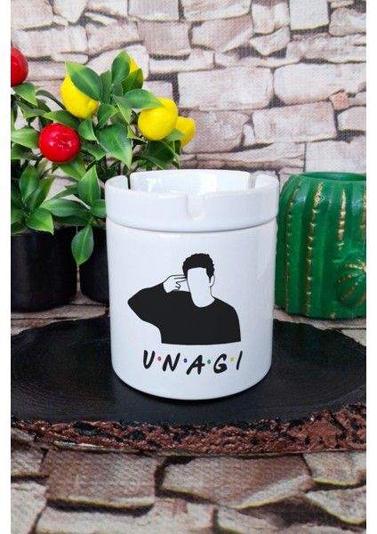 Unagi Ross Friends Baskılı Seramik Kapaklı Kokusuz Küllük