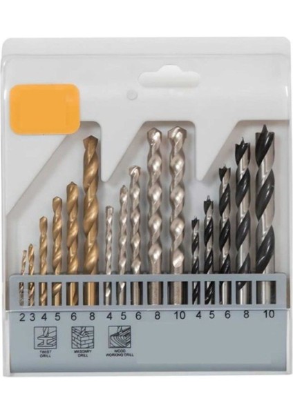16 Parça Çok Amaçlı Matkap Ucu Seti, Beton, Metal ve Ahşap Uygun Kutulu