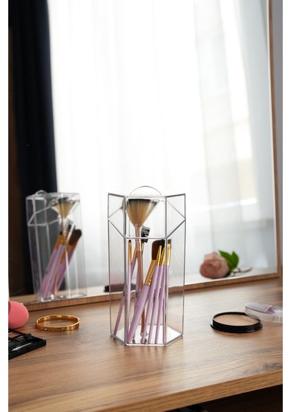 Turkuaz Kapaklı Çok Amaçlı Makyaj Fırçası Saklama Kutusu Düzenleyici