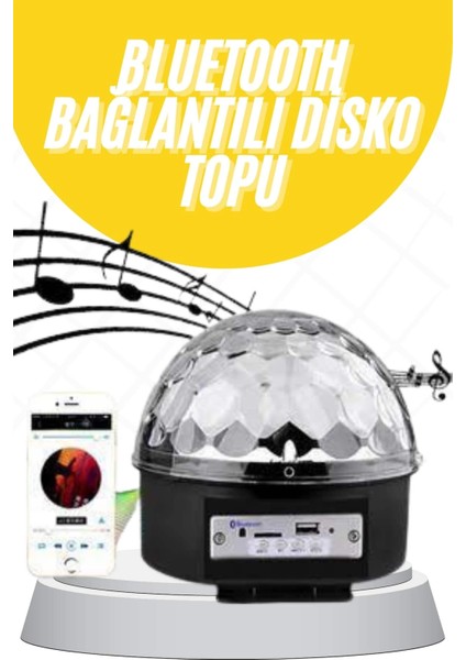 Disko Topu Renkli Işıklı Lazer Parti Bluetooth Bağlantılı LED Küre