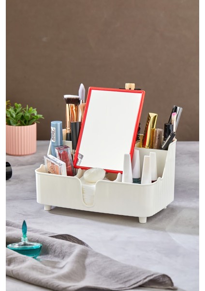 Beyaz Çok Bölmeli Makyaj Düzeni, Şık ve Kullanışlı Organizatör fırsatları
