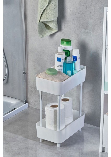 Iki Katlı Beyaz Raflı Çok Amaçlı Düzenleyici