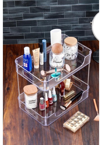 Çok Amaçlı 2 Katlı Düzenleyici, Banyo, Mutfak, Ofis, Kozmetik ve Takı Için