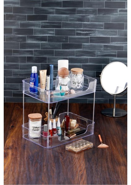 Çok Amaçlı 2 Katlı Düzenleyici, Banyo, Mutfak, Ofis, Kozmetik ve Takı Için fırsatları