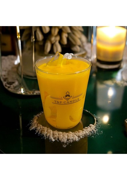 Limon Kokulu Aromaterapi Mum - Soya Wax Dekoratif Mum - Hediyelik Mum