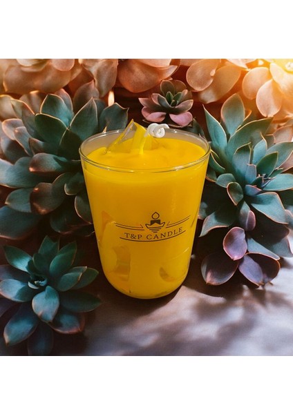 Limon Kokulu Aromaterapi Mum - Soya Wax Dekoratif Mum - Hediyelik Mum