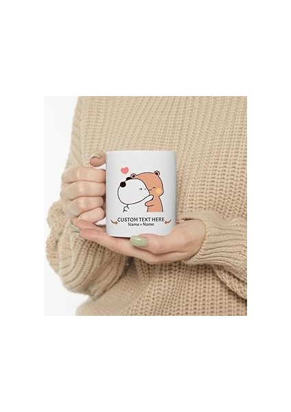 Print Dore Sevgililer Günü Sevimli Bubu ve Dudu Kahve Kupa,ıngilizce Kupa 71
