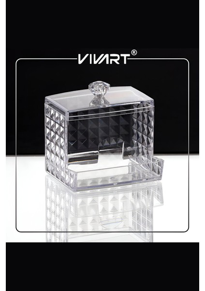 Şeffaf Kristal ve Pamuklu Kulak Çubuğu Organizer, Beyaz, Özel Tasarım