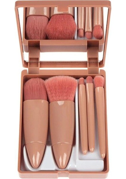 5'li Makyaj Fırçası Seti, Pudra, Göz Farı, Allık, Karıştırma Fırçası, Pembe modelleri