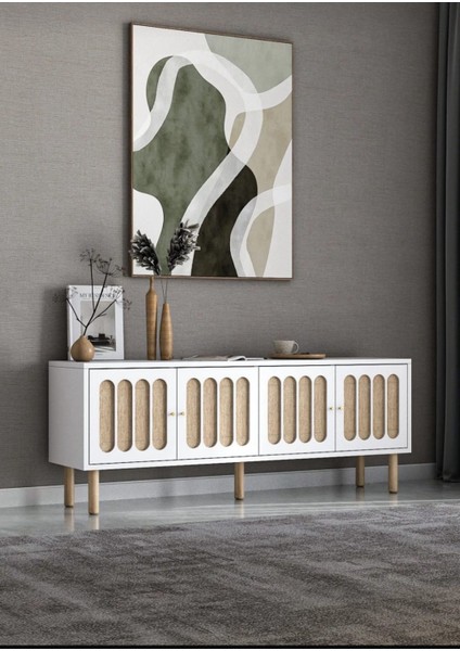 İskandinav Tv Sehpası ,tv Ünitesi , Konsol Jüt Kumaşlı Mdf E180xd39xy49cm (ÖZEL TASARIM) fırsatları