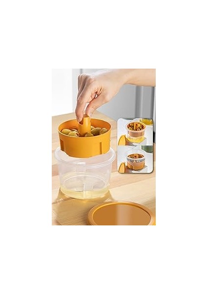 Sunumluk Zeytin Turşu Peynir Çok Amaçlı Süzgeçli Saklama Kabı Sarı