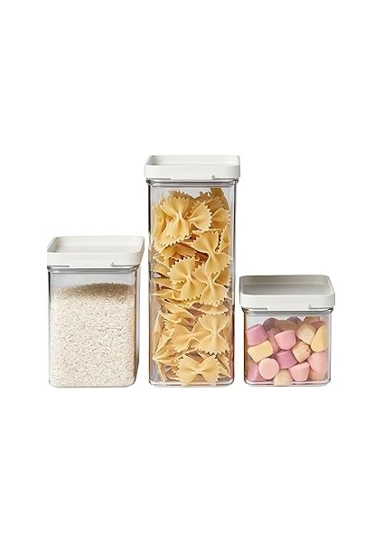 Saklama Kutusu Seti Omnia Dikdörtgen Beyaz – 700 Ml, 1100 ml ve 2000 ml – Gıda Pratik Sa