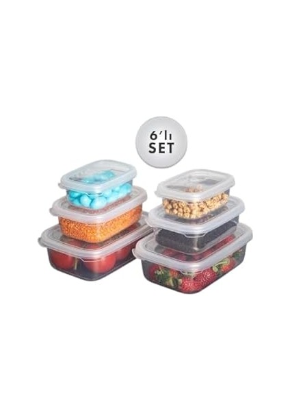 Aes Home Un 6 Lı Set Nare Dikdörtgen Sızdırmaz Hava Almaz Erzak Saklama Kabı Şeffaf