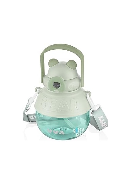 Tkk VVA1000 ml Çift Kullanım Pipetli/rahat Içim Bpa Içermeyen Taşıma ve Boyun Askılı Tritan Su Mata