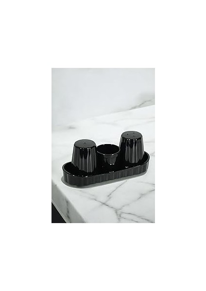 Gastroplast Siyah Kırılmaz Tuzluk, Biberlik ve Kürdanlık Set