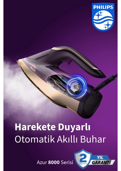 Sıfır Yanık Riski 3000W Yüksek Güç Akıllı Buhar Özelliğine Sahip 8000 Serisi Buharlı Ütü DTS8040+Mini Hav-yün temizleyici