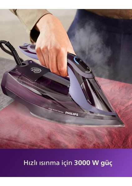 Sıfır Yanık Riski 3000W Yüksek Güç Akıllı Buhar Özelliğine Sahip 8000 Serisi Buharlı Ütü DTS8040+Mini Hav-yün temizleyici