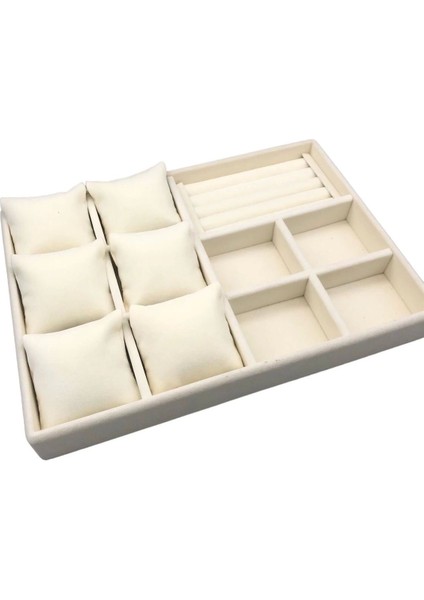 Krem Süet Takı Sergileme Kutusu, Şık ve Modern Tasarım, Havalı Saklama Çözümü